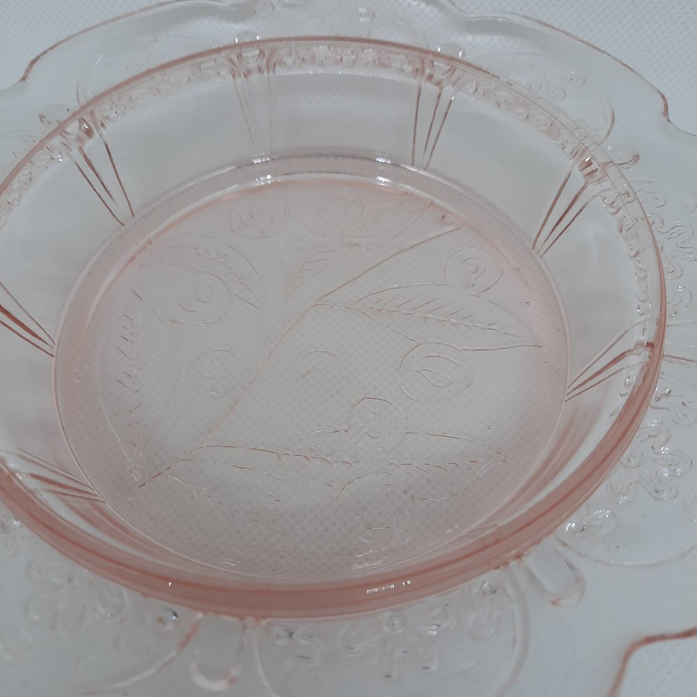 Antique Depression Glass Jeanette Cherries Bowl, Pink - Picture 9 of 9